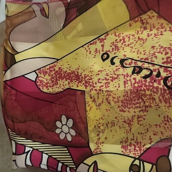 Bijoux TERNER Magenta Yellow Cubic Picasso Satin Whimsy Scarf - Picture 4 of 9